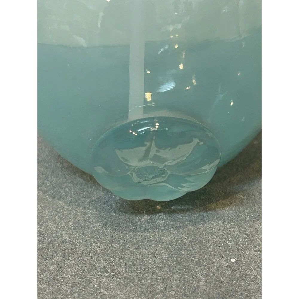 At Home Blue Bunny Glass Soap Dispenser with Polished Metal Pump